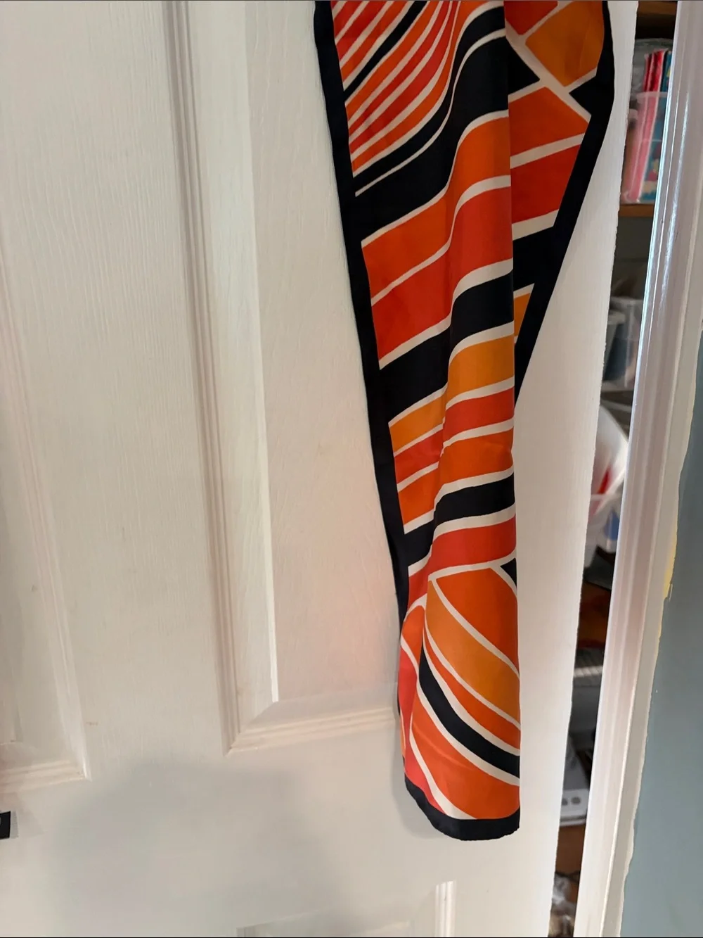 Banana Republic Orange & Black Striped Silk Scarf